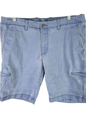 Mens Tommy Bahama Blue Cargo Shorts Cotton Blend Pocket Details Stretch Size 36